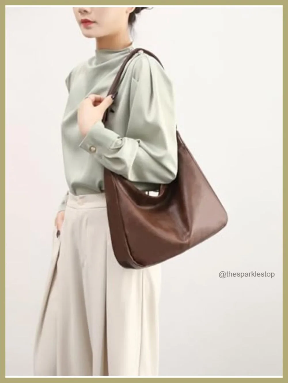 Foldable Hobo Shoulder Bag Crossbody Vegan Leather Handbag Women